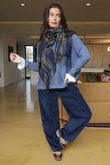 Mackenzie Plaid Blanket Scarf Navy /20=